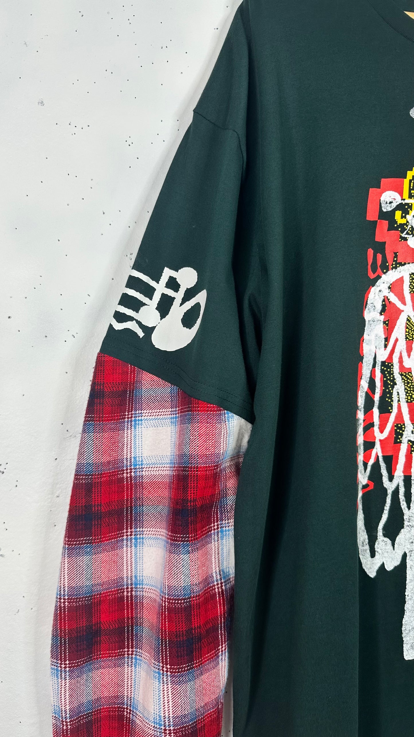 All Angels Are Aliens x Ninety One 1/1 Longsleeve Green Tee Blue/Red Flannel (XXL)