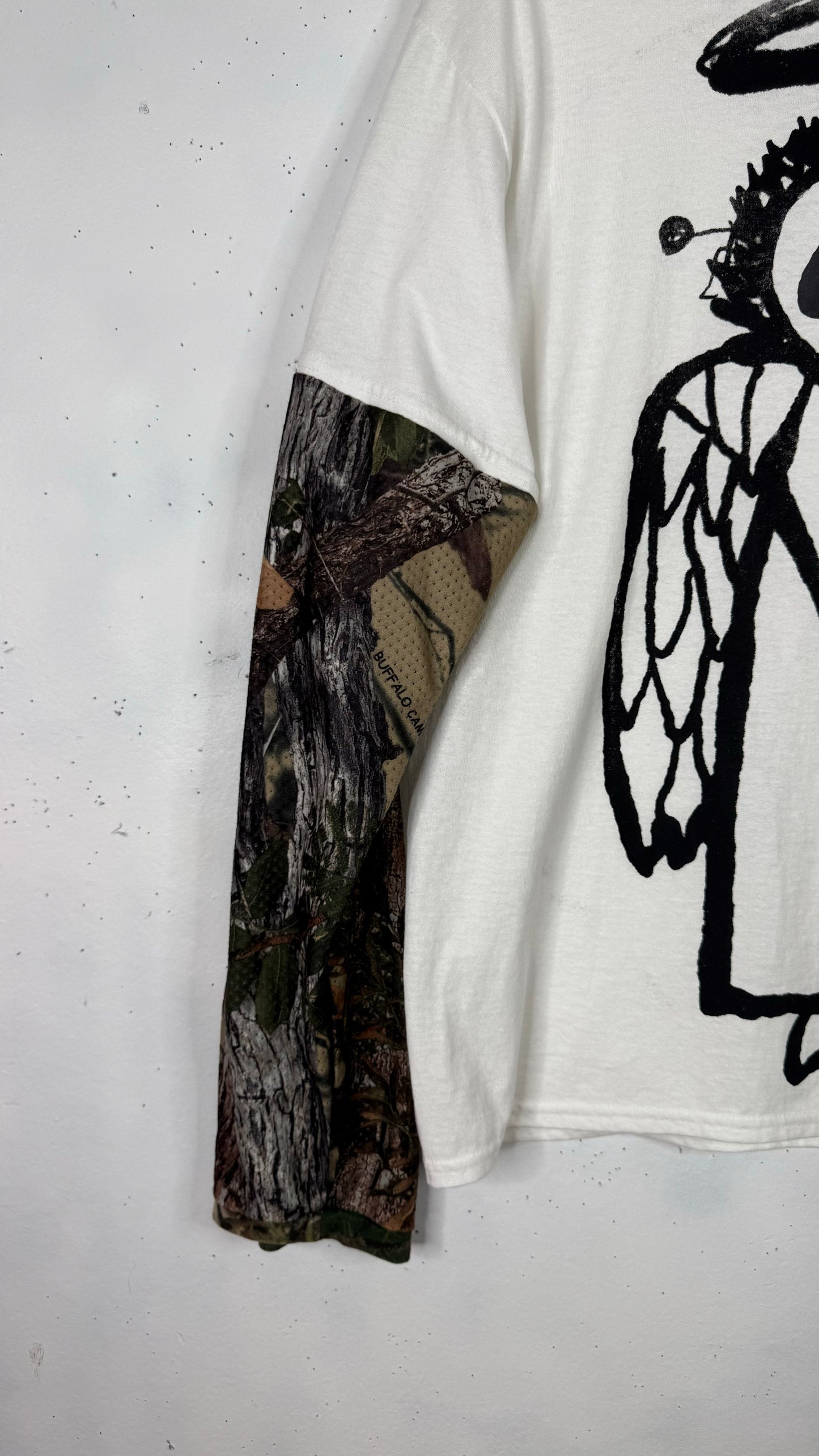 All Angels Are Aliens x Ninety One 1/1 Longsleeve White Tee Camo Sleeve (L)