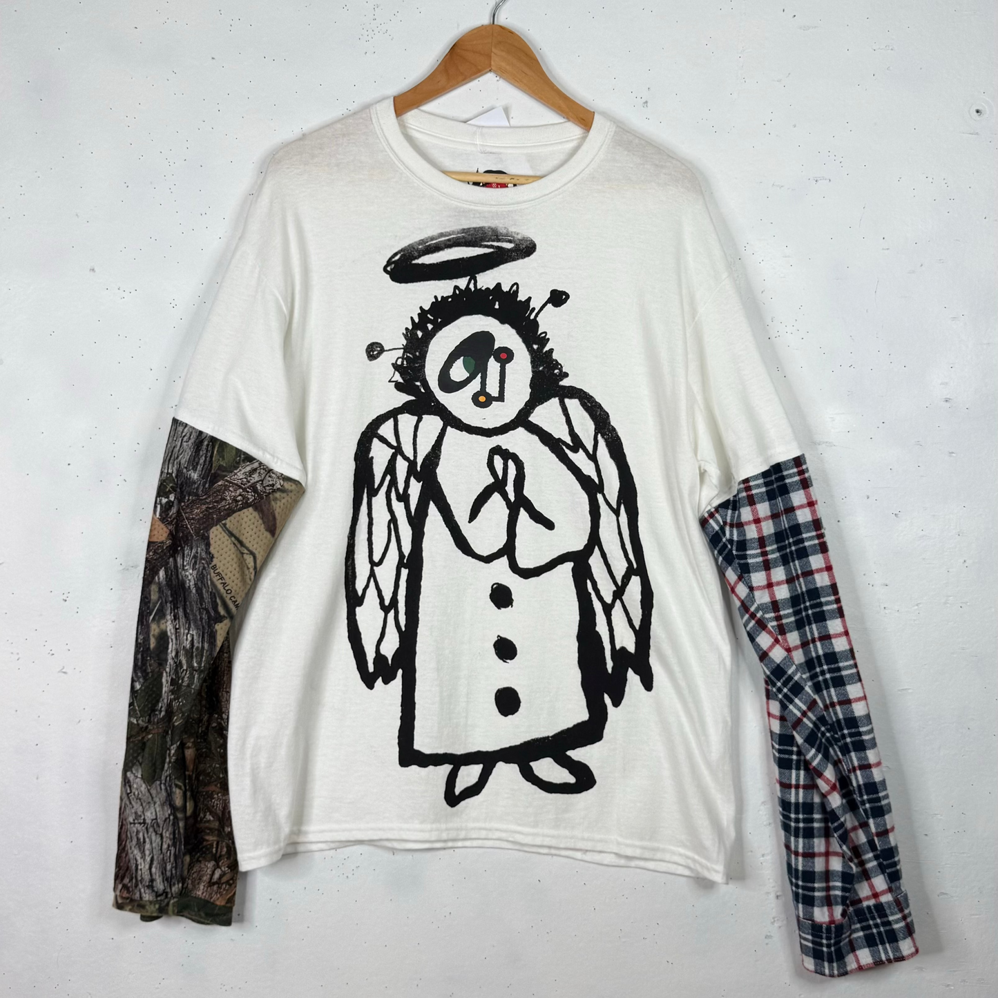 All Angels Are Aliens x Ninety One 1/1 Longsleeve White Tee Camo Sleeve (L)