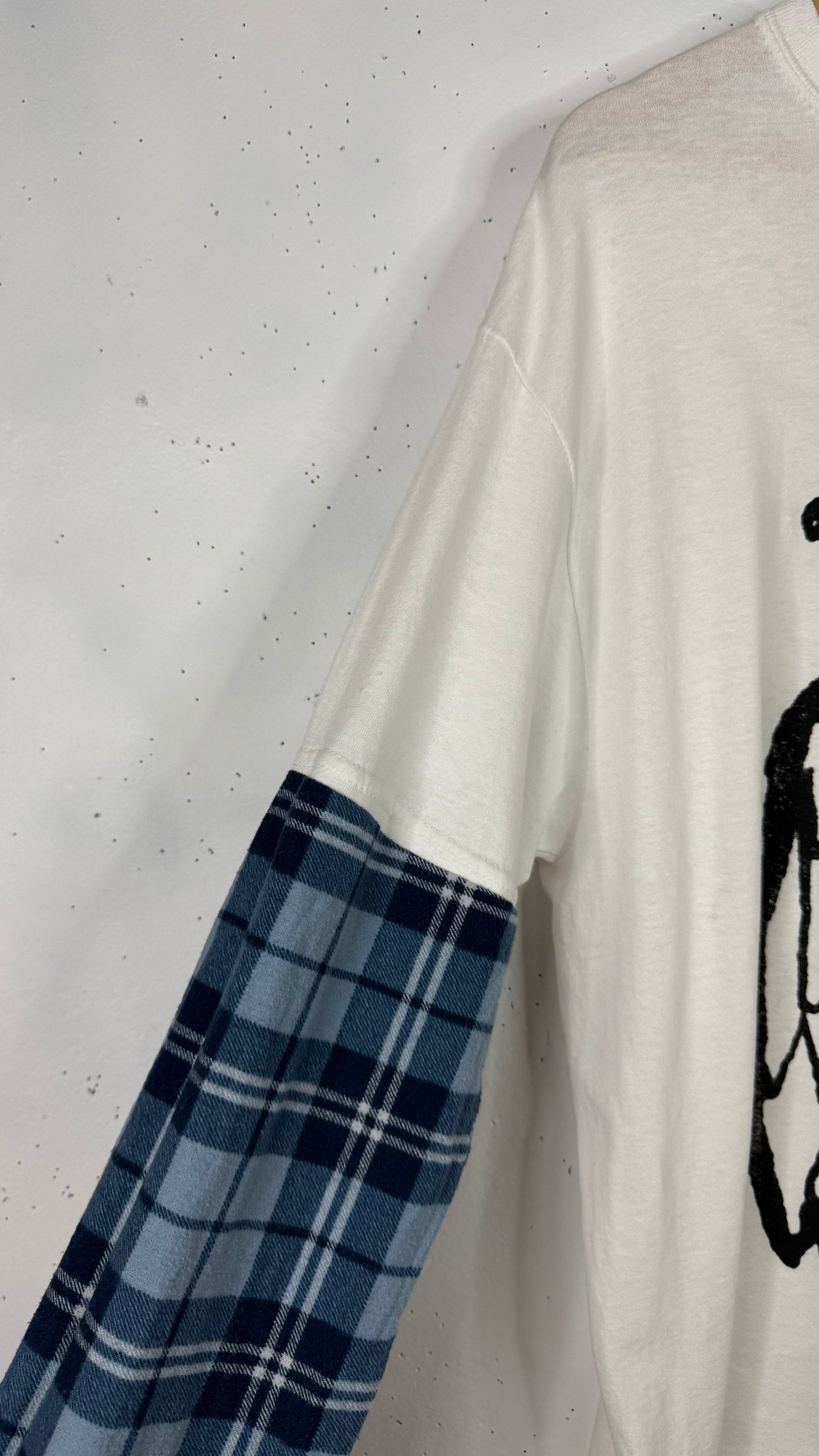 All Angels Are Aliens x Ninety One 1/1 Longsleeve White Tee Red/BlueFlannel (L)