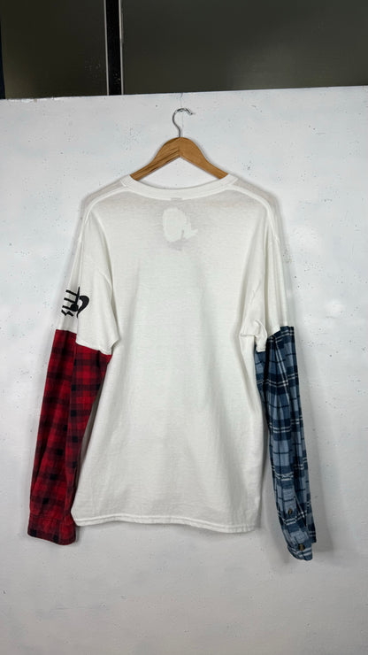 All Angels Are Aliens x Ninety One 1/1 Longsleeve White Tee Red/BlueFlannel (L)